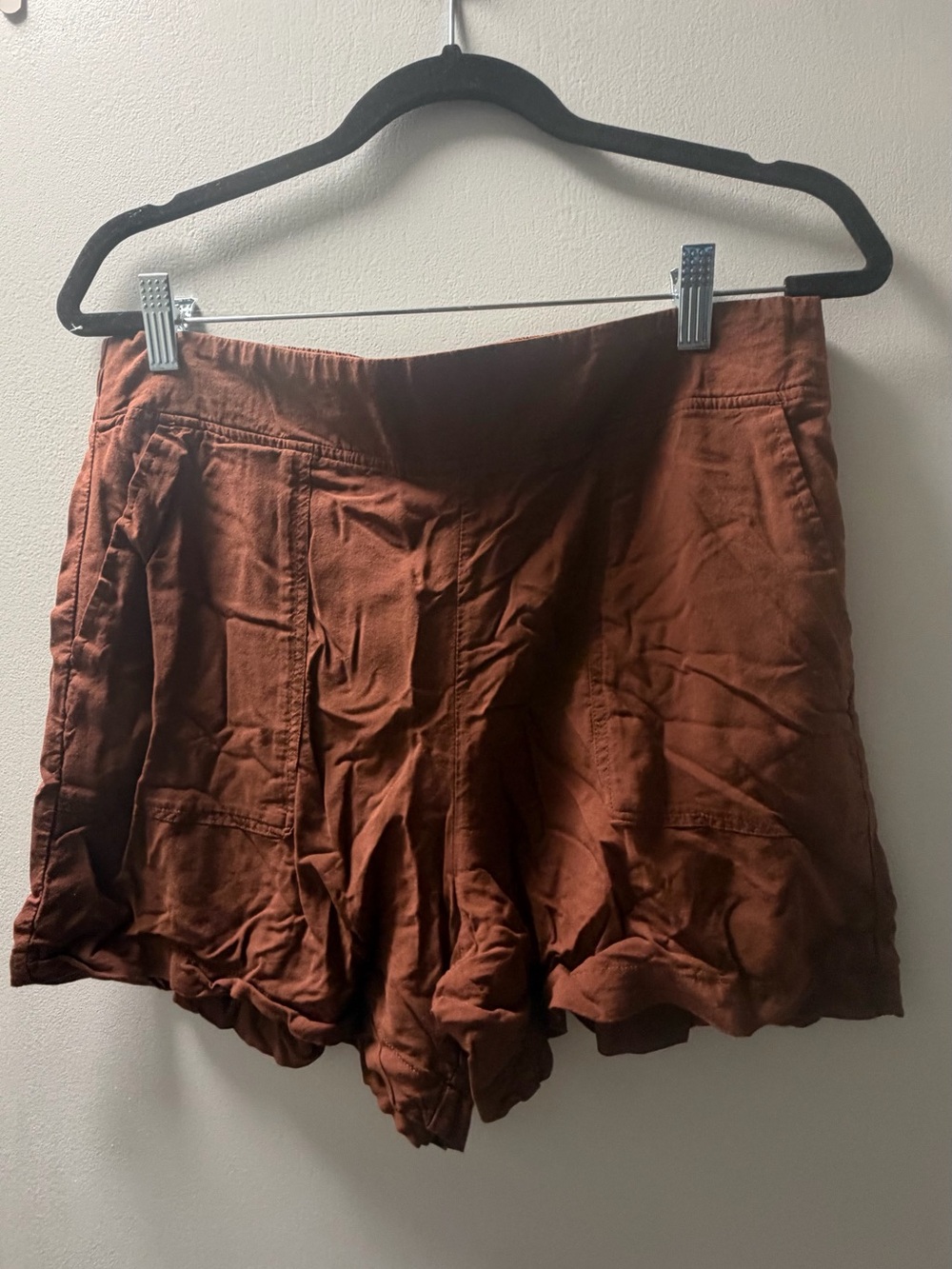 Wildfox High-Waist Relaxed Shorts in Rust Brown